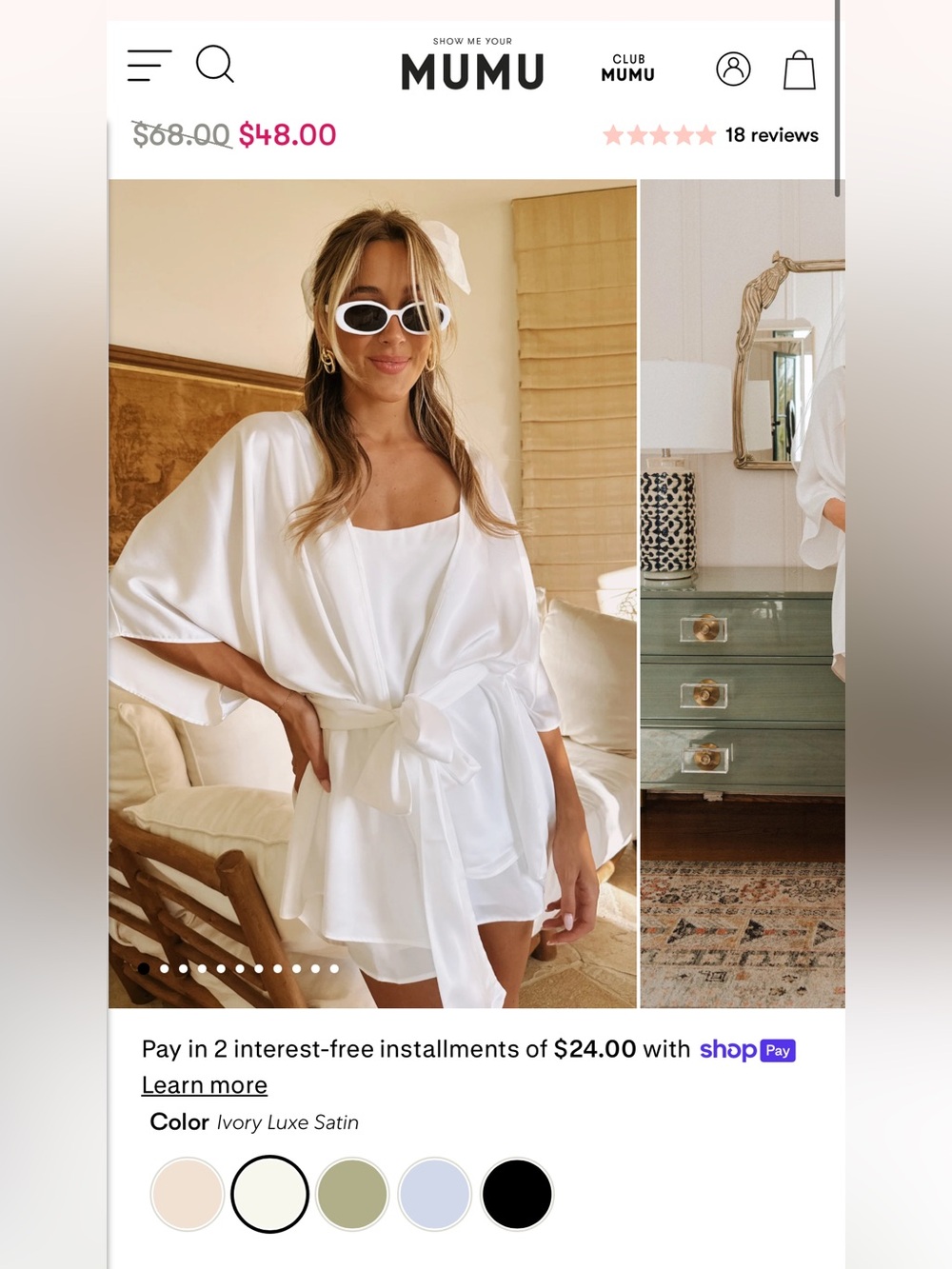 Show me your Mumu - First Look Robe XL Ivory Luxe Satin